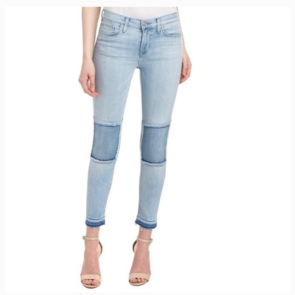 Hudson custom Nico mid rise skinny ankle patch jeans size 27